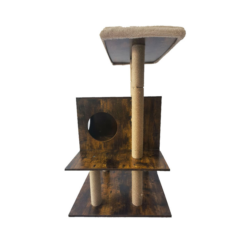Puinen torni kissan talo sisal naarmuuntuvat pylväät kissan puun kiipeilykehys