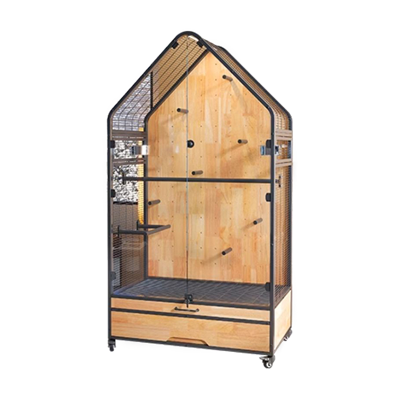 Puu- ja teräshäkki Suuri irrotettava DIY Villa -papukaijan lintujen jalostushäkit jalustalla