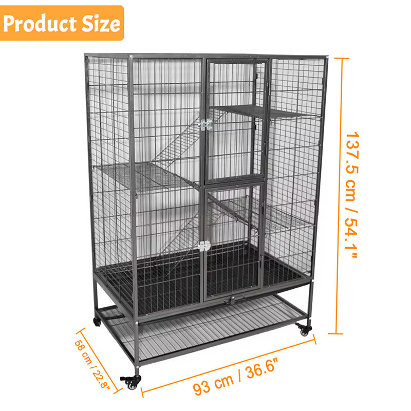 Suuri raskas 2/3/4-tason metalli sisätilojen putki-kissan häkki pyörillä Suuri raskas 2/3/4-tason metalli sisätilojen putki-kissan häkki pyörillä