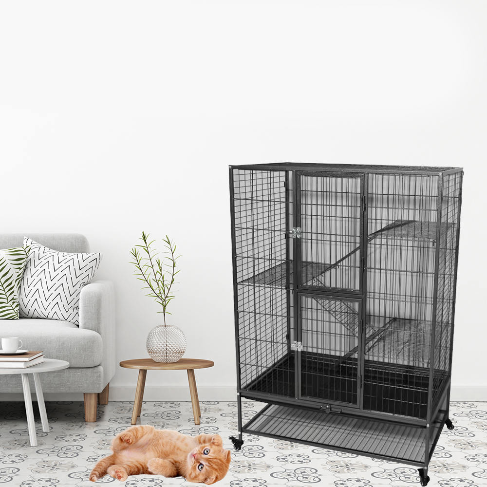 Suuri raskas 2/3/4-tason metalli sisätilojen putki-kissan häkki pyörillä Suuri raskas 2/3/4-tason metalli sisätilojen putki-kissan häkki pyörillä