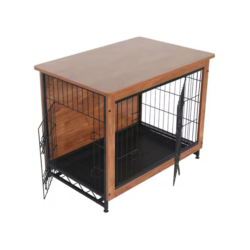 Sisätiloissa iso puumetallihuonekalustyylinen koiran laatikko Sisätiloissa iso puumetallihuonekalustyylinen koiran laatikko