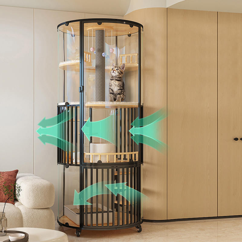 Panoraama iso sisätilojen huvila puinen kissan häkkitorni kotelokaappi Panoraama iso sisätilojen huvila puinen kissan häkkitorni kotelokaappi