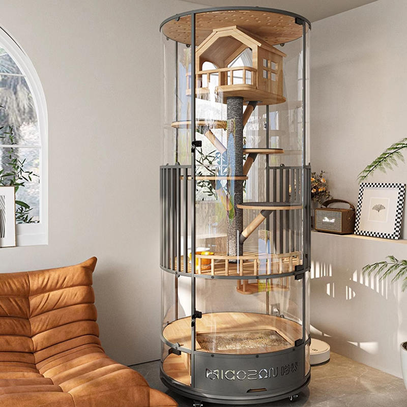 Panoraama iso sisätilojen huvila puinen kissan häkkitorni kotelokaappi Panoraama iso sisätilojen huvila puinen kissan häkkitorni kotelokaappi