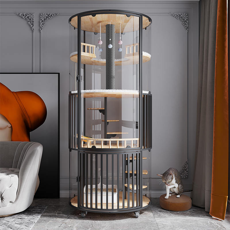 Panoraama iso sisätilojen huvila puinen kissan häkkitorni kotelokaappi Panoraama iso sisätilojen huvila puinen kissan häkkitorni kotelokaappi