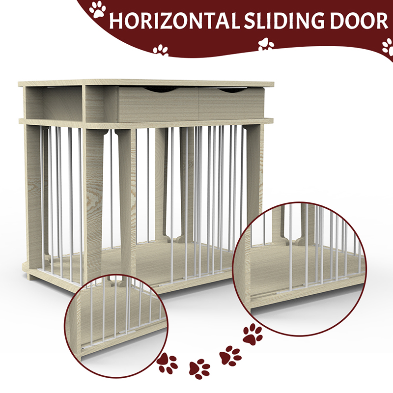 Beige moderni sisäkalusteet tyylinen puumetalli koiran häkki Beige moderni sisäkalusteet tyylinen puumetalli koiran häkki