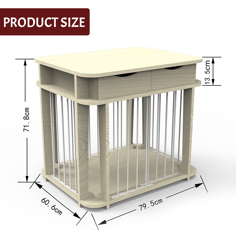 Beige moderni sisäkalusteet tyylinen puumetalli koiran häkki Beige moderni sisäkalusteet tyylinen puumetalli koiran häkki