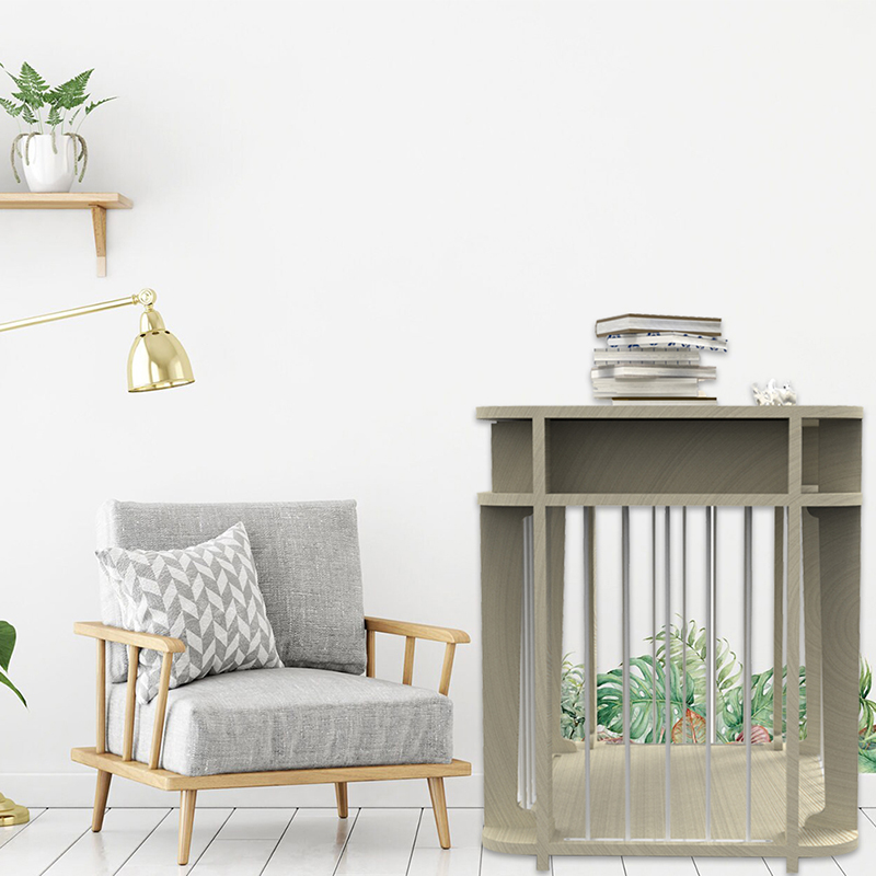 Beige moderni sisäkalusteet tyylinen puumetalli koiran häkki Beige moderni sisäkalusteet tyylinen puumetalli koiran häkki