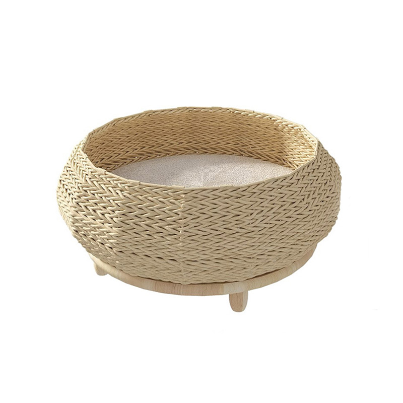 Käsintehty luonnollinen kraftpaperipesä kudottu kissan koiran sänky